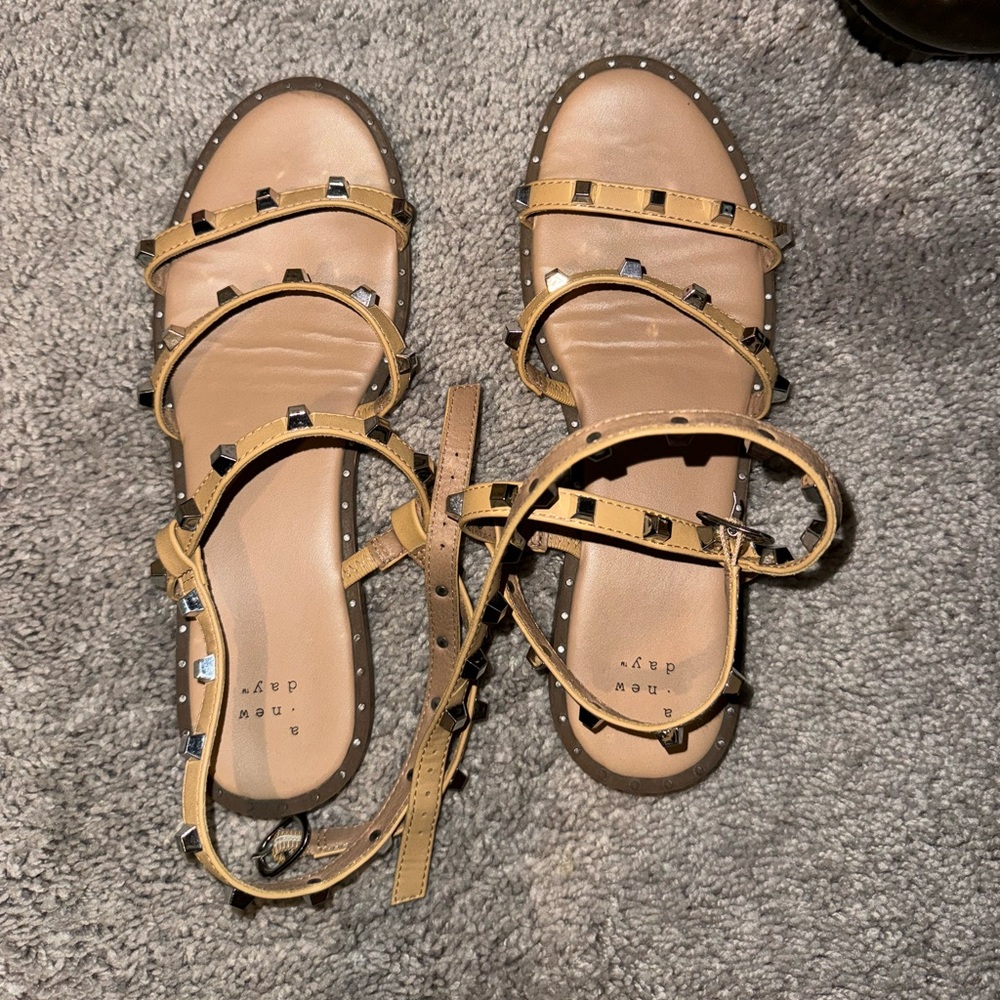 Tan Studded Wrap Sandals